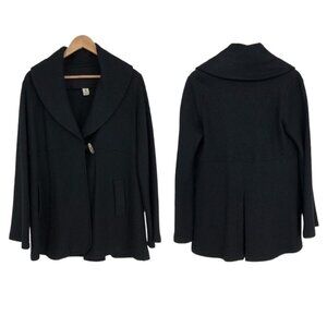HATCH Maternity Black Wool blend Exaggerated Collar Toggle Cape Coat Med